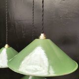 Enameled sheet metal cone pendants