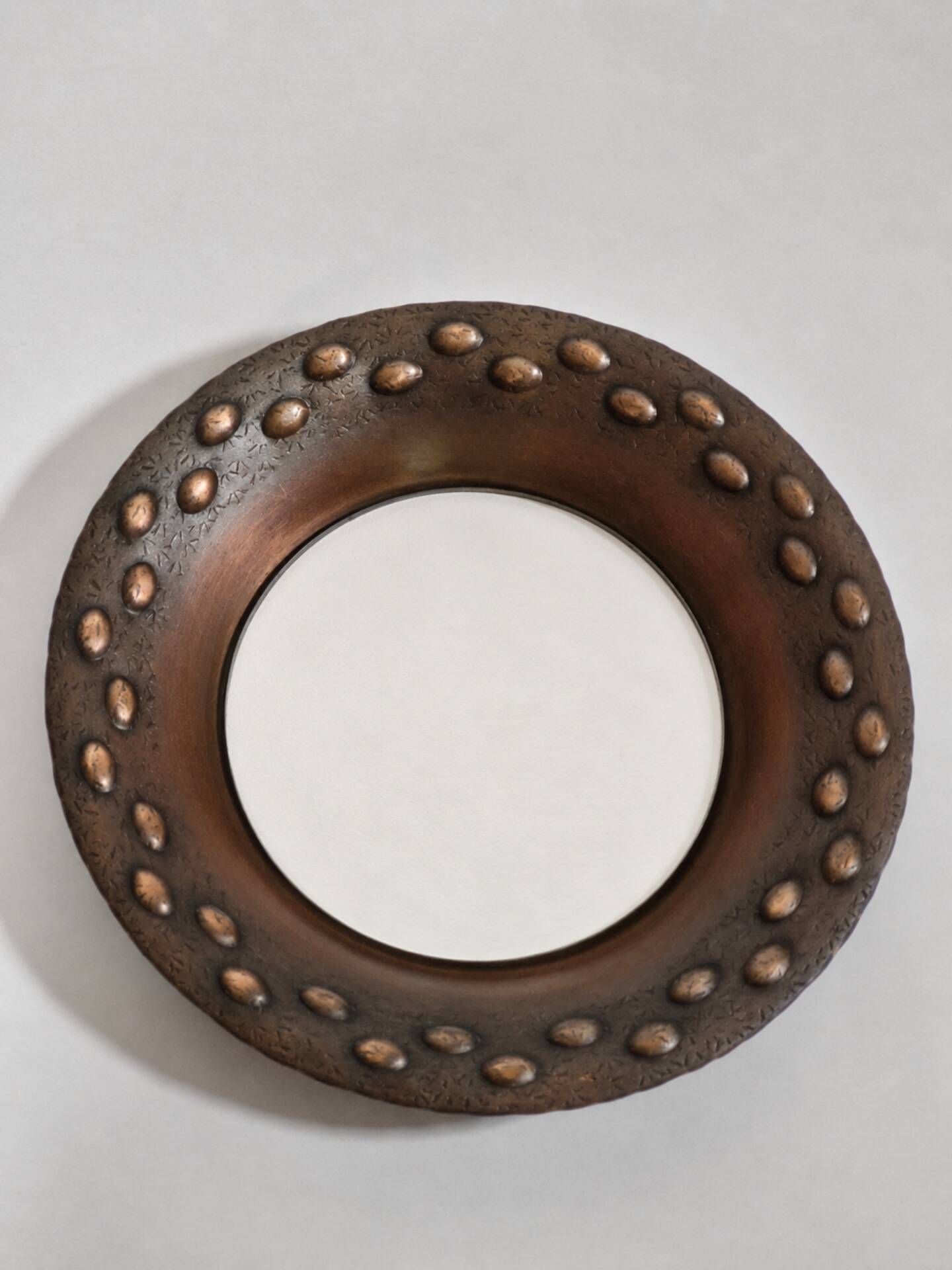 Vintage handmade mid century copper wall mirror by Eugen Zint