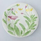 6 Rare Vintage Gien Earthenware Poppies Dessert Plates 60s