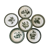 lot of 6 dessert plates in slip Pexonne early twentieth century