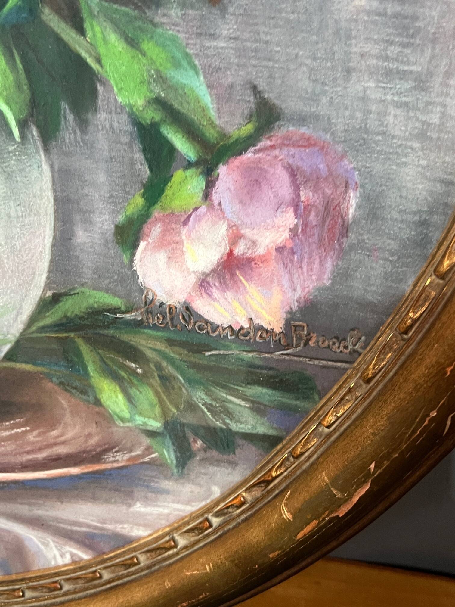 Helena van den Broeck. Still life with peonies. Pastel.