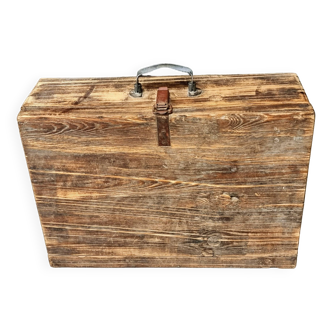 Vintage wooden trunk suitcase brown