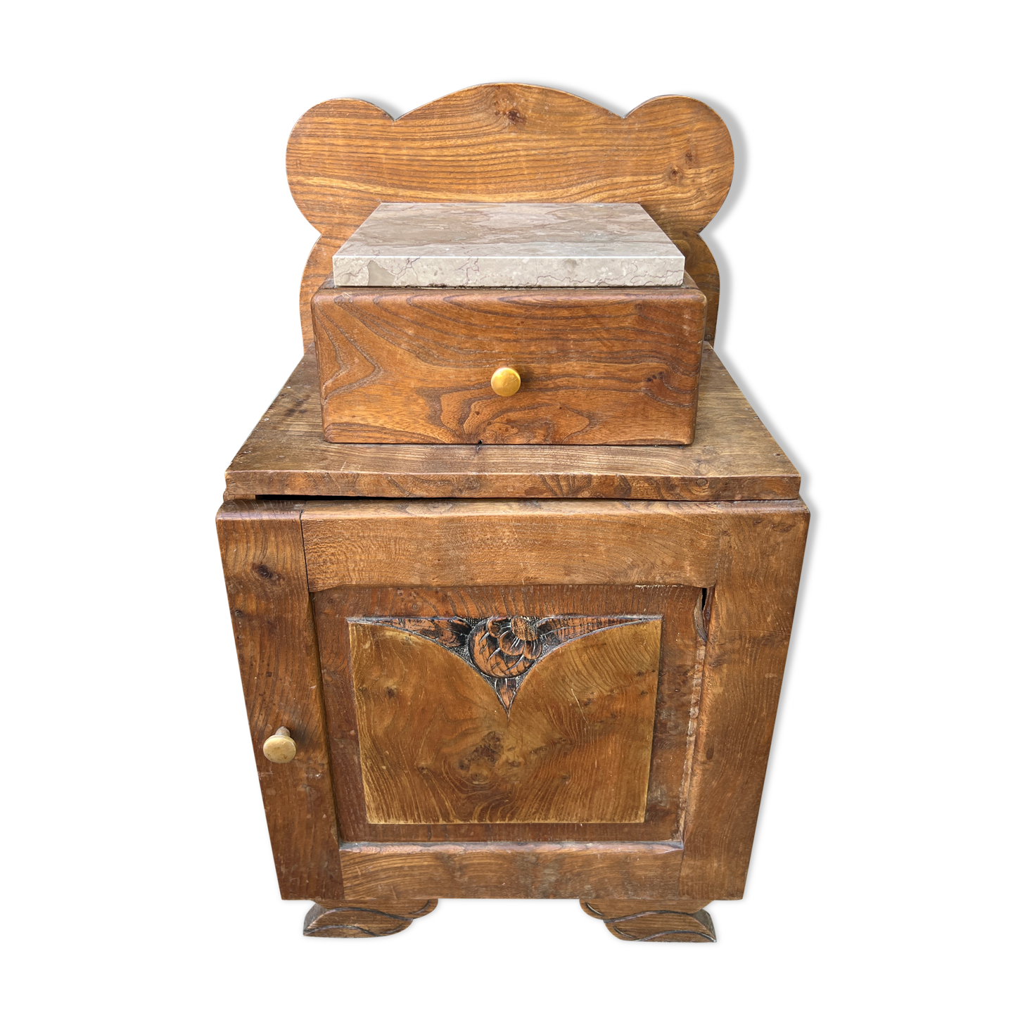 Art Deco bedside in oak and marble