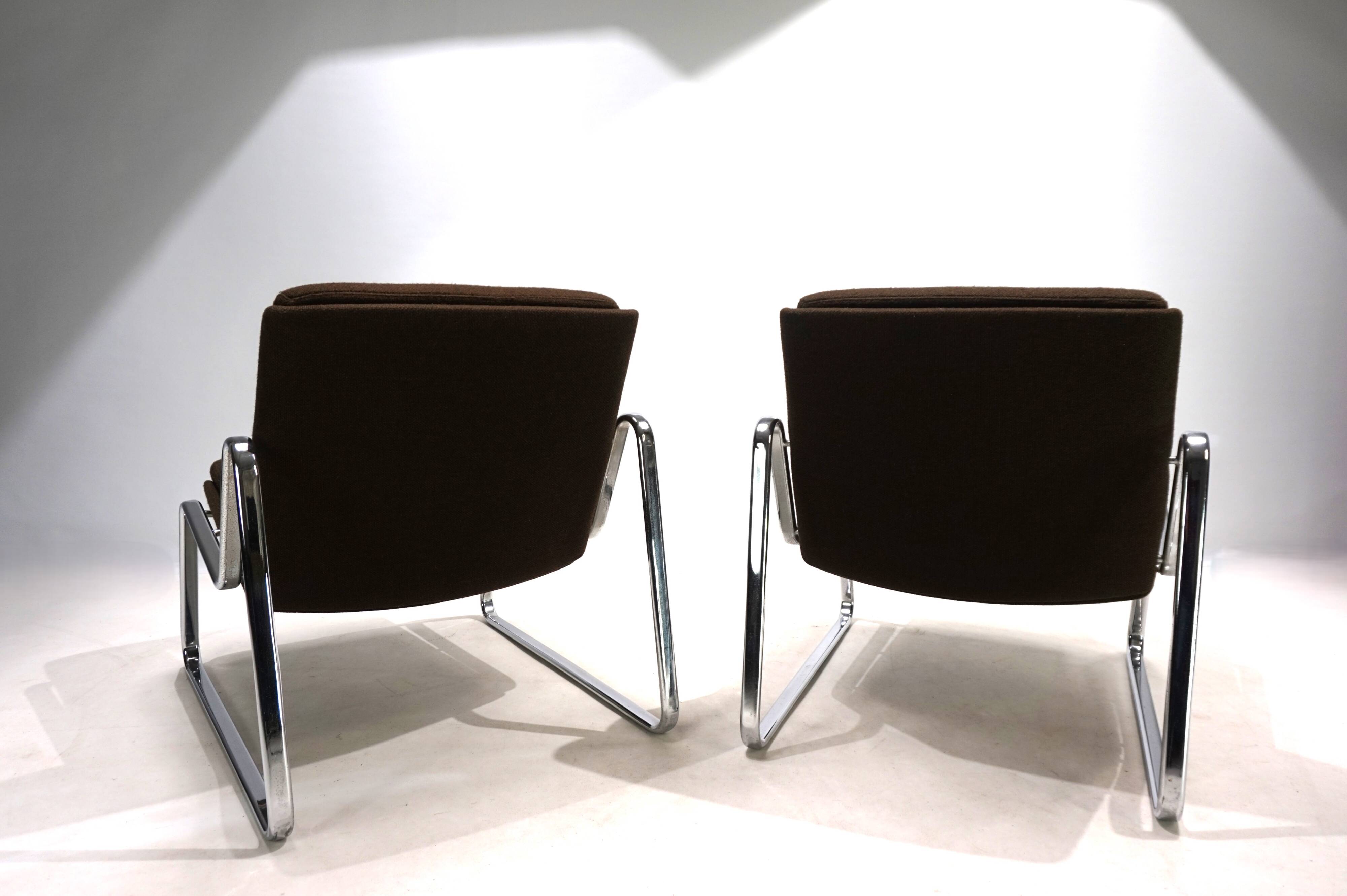 Set of two Drabert chrome lounge chairs by Gerd Lange, 1970