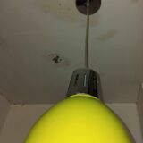 Space art green cone pendant light with chrome surround from the 80s
