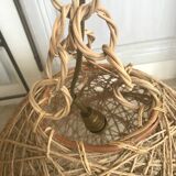Vintage ball suspension rope and rattan