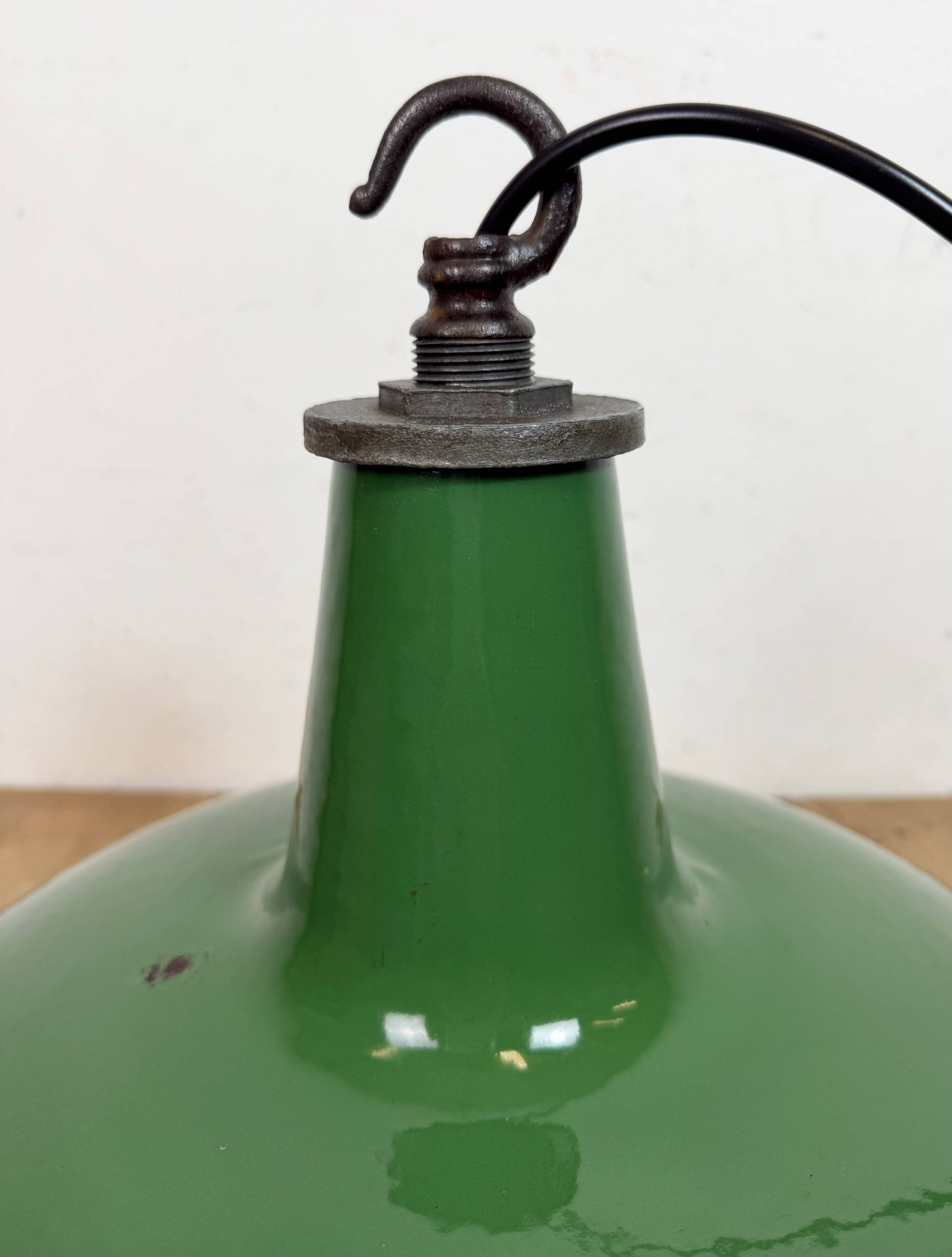 Industrial Green Enamel Factory Pendant Lamp from Revo, 1950s