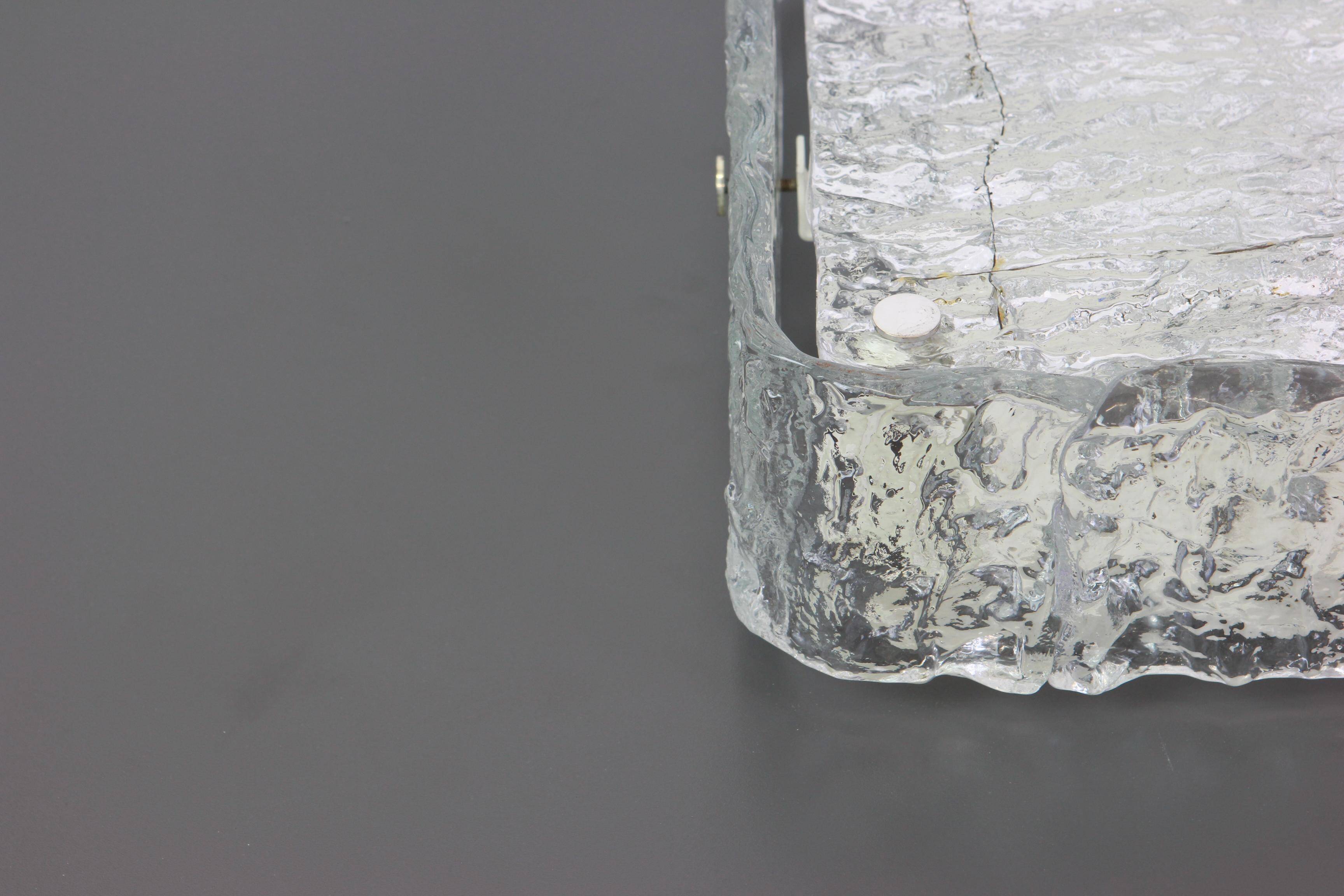 1 of 4 Square glass ice Murano ceiling light, Kaiser, Germany, 1970s