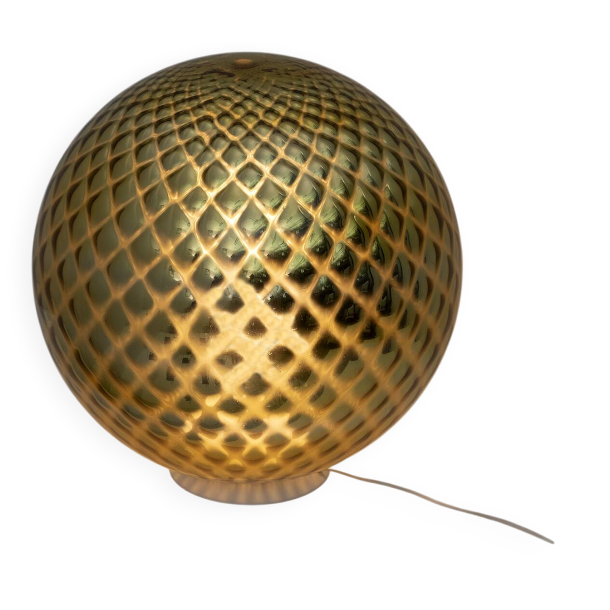 Mid-Century Modern Italian Gold Murano Glass "Diamont Sphere" Table Lamp,70