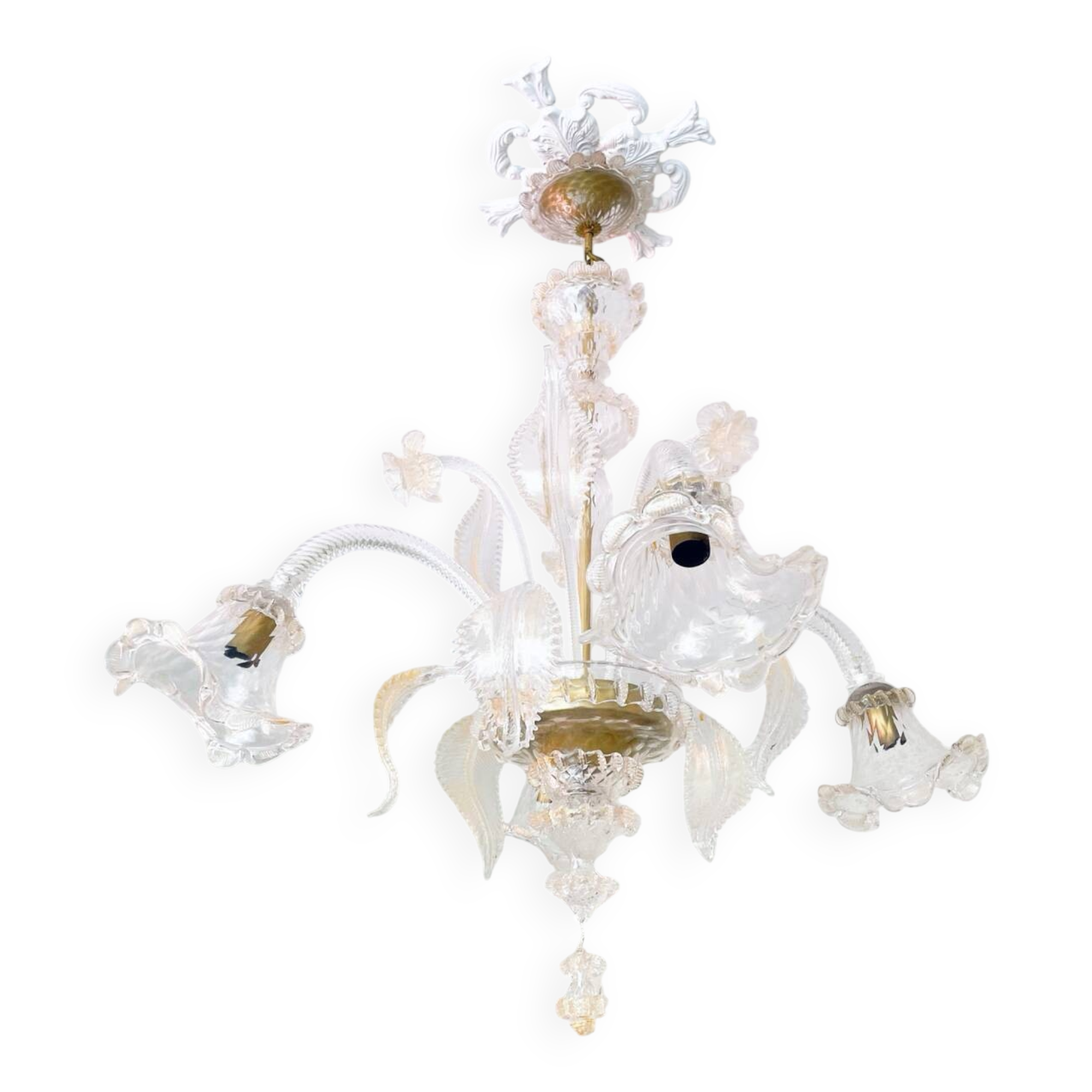 Grand lustre en verre de Murano – 5 bras tulipe