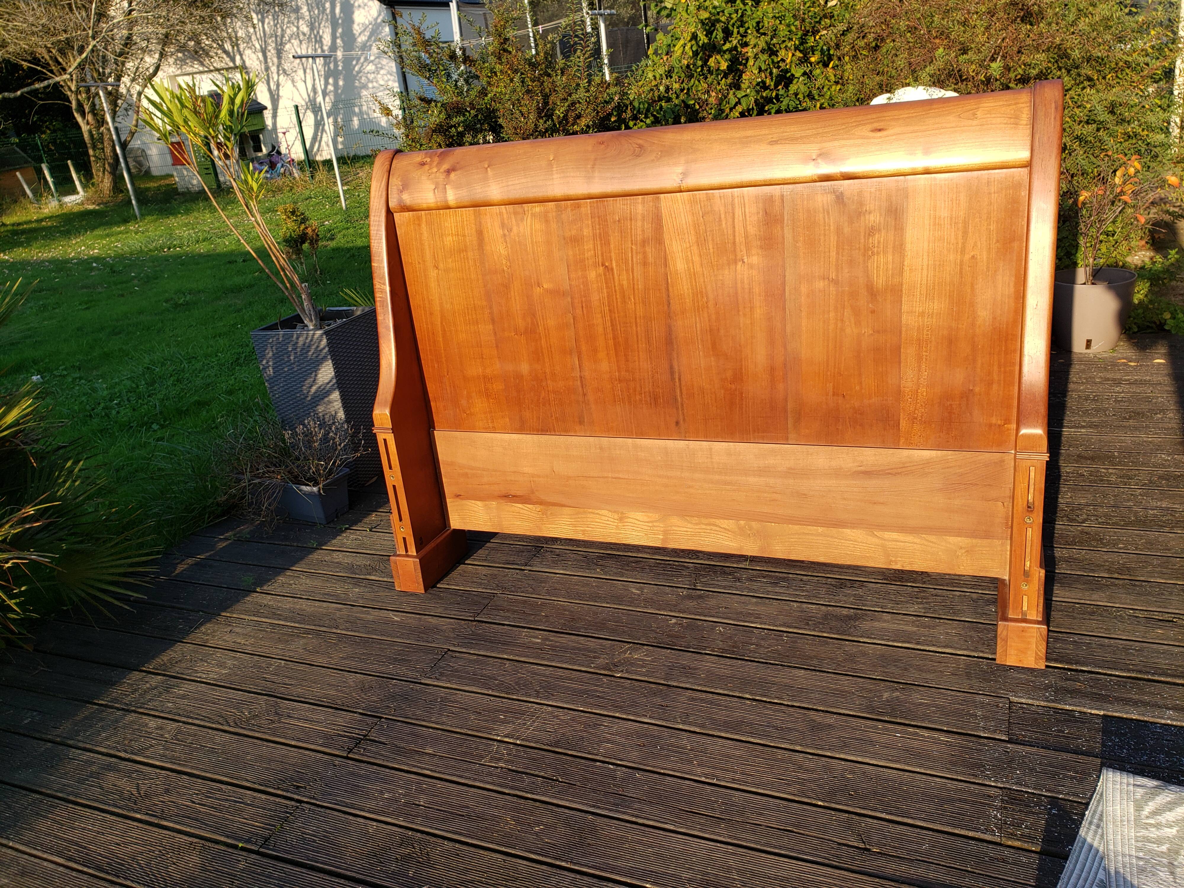 19th century walnut roller boat bed