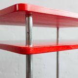 Functionalist Chrome Red Side Table Made In Czechoslovakia, 1930s