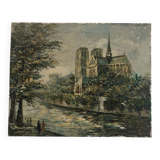 Oil on canvas representing Notre-Dame de Paris post-impressionist