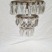 Ancien lustre, plafonnier bronze et pampilles, des années 1900