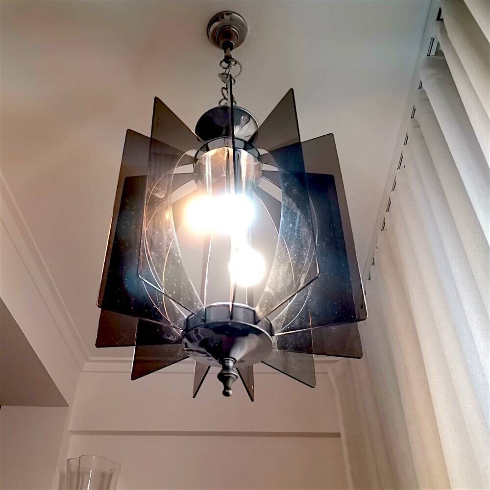 Mid Century Modern chromed chandelier for 3 lights