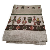 Nappe vintage à décor de poteries stylisées, années 60-70