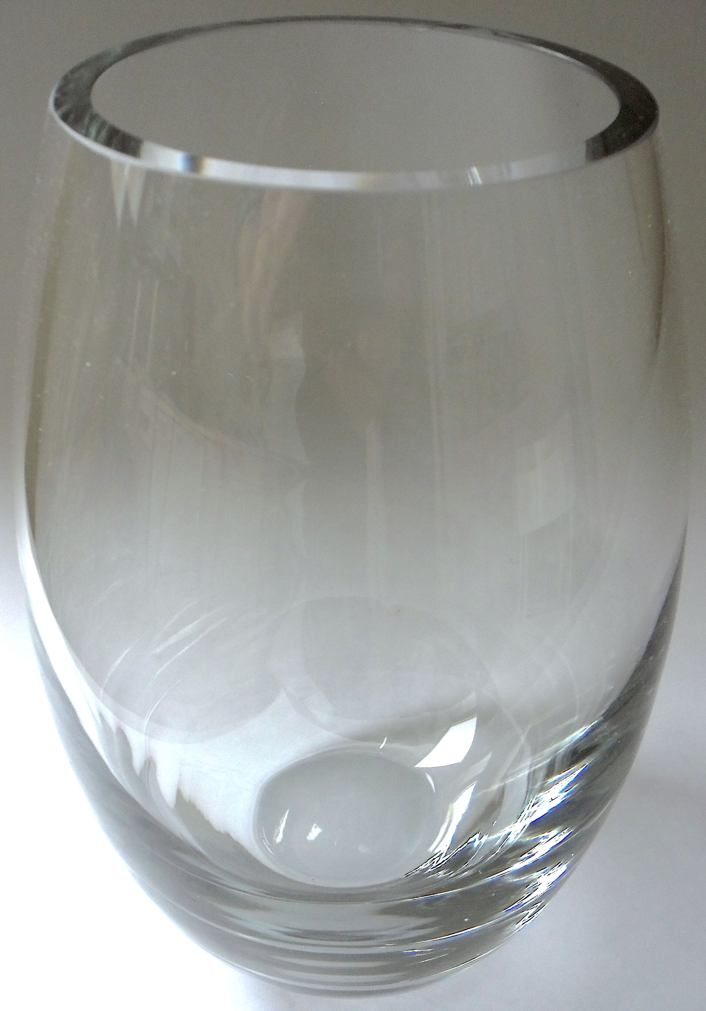 Contemporary elliptical colorless crystal vase by Krosno-Glassware