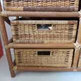 Rattan dresser 10 drawers 70s