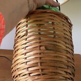 VINTAGE Green Rattan Dame Jeanne Lamp