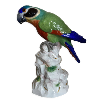 Perroquet en porcelaine de Saxe 19e signée