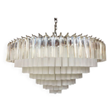 Trasparent-sandblasted triedro murano glass chandelier