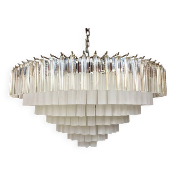 Trasparent-sandblasted triedro murano glass chandelier