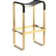 Pair of backless stools Wanderlust in black metal and brass.