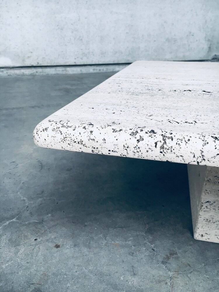 Italian Travertine Square Coffee Table, 1970s