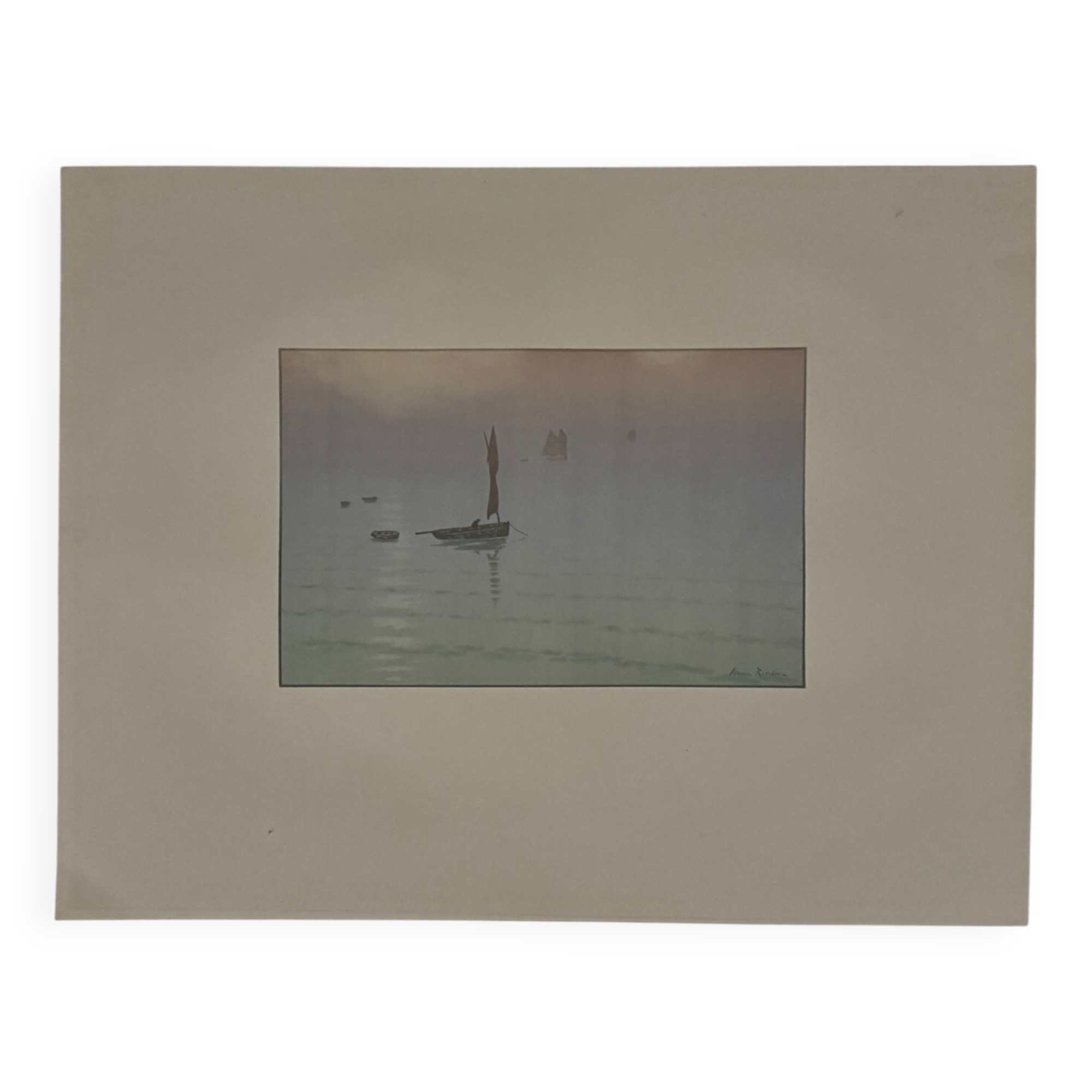 Lithograph by Henri Rivière The Beautiful Country of Brittany - Mist at Sea