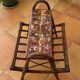 Rattan magazine rack, shelf with ceramic tiles R. Capron