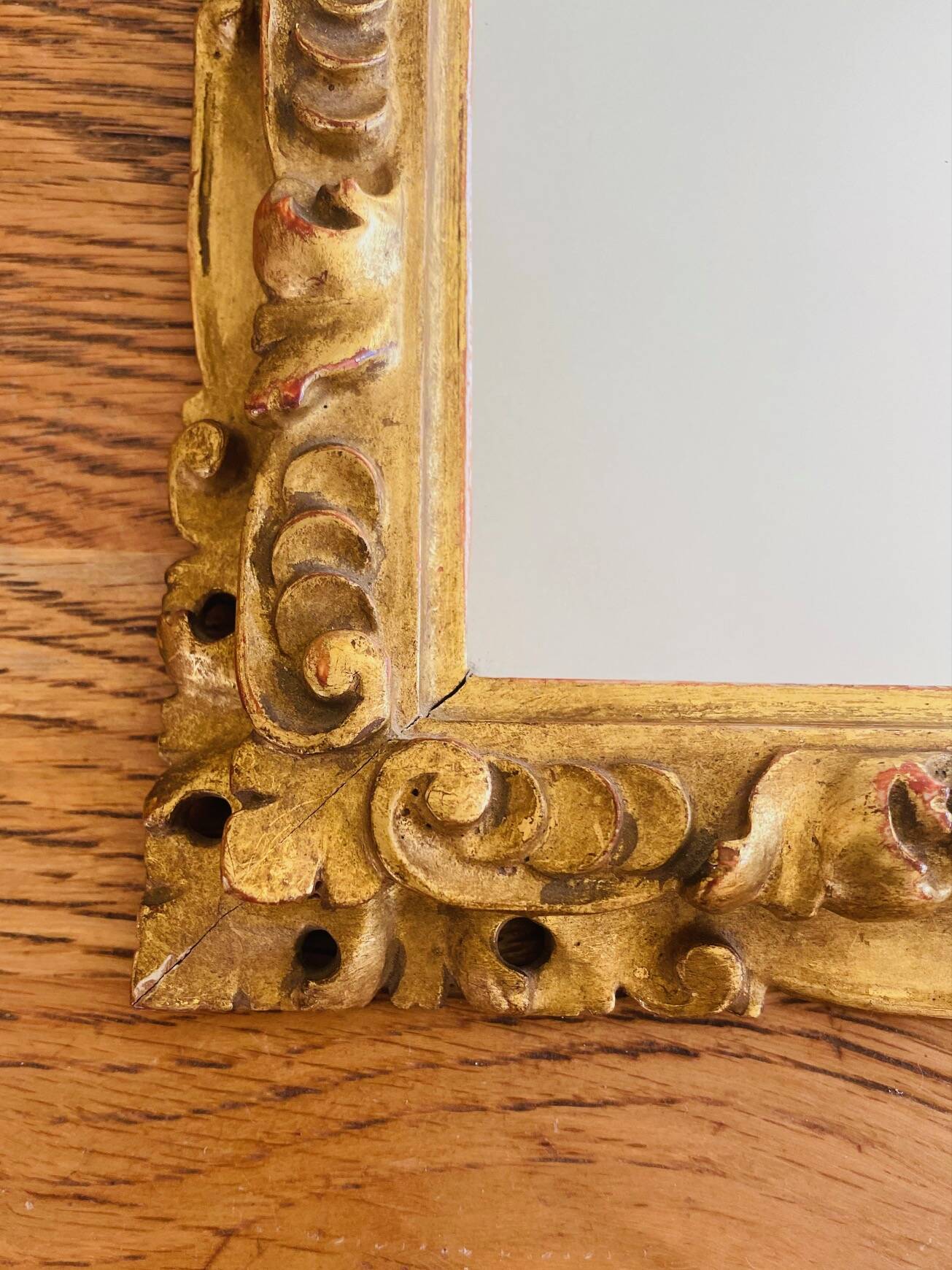 Antique gilded mirror 27x24cm