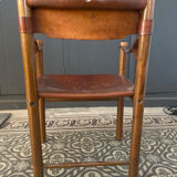 "Ibisco" armchair, wooden and leather Italy 1960
