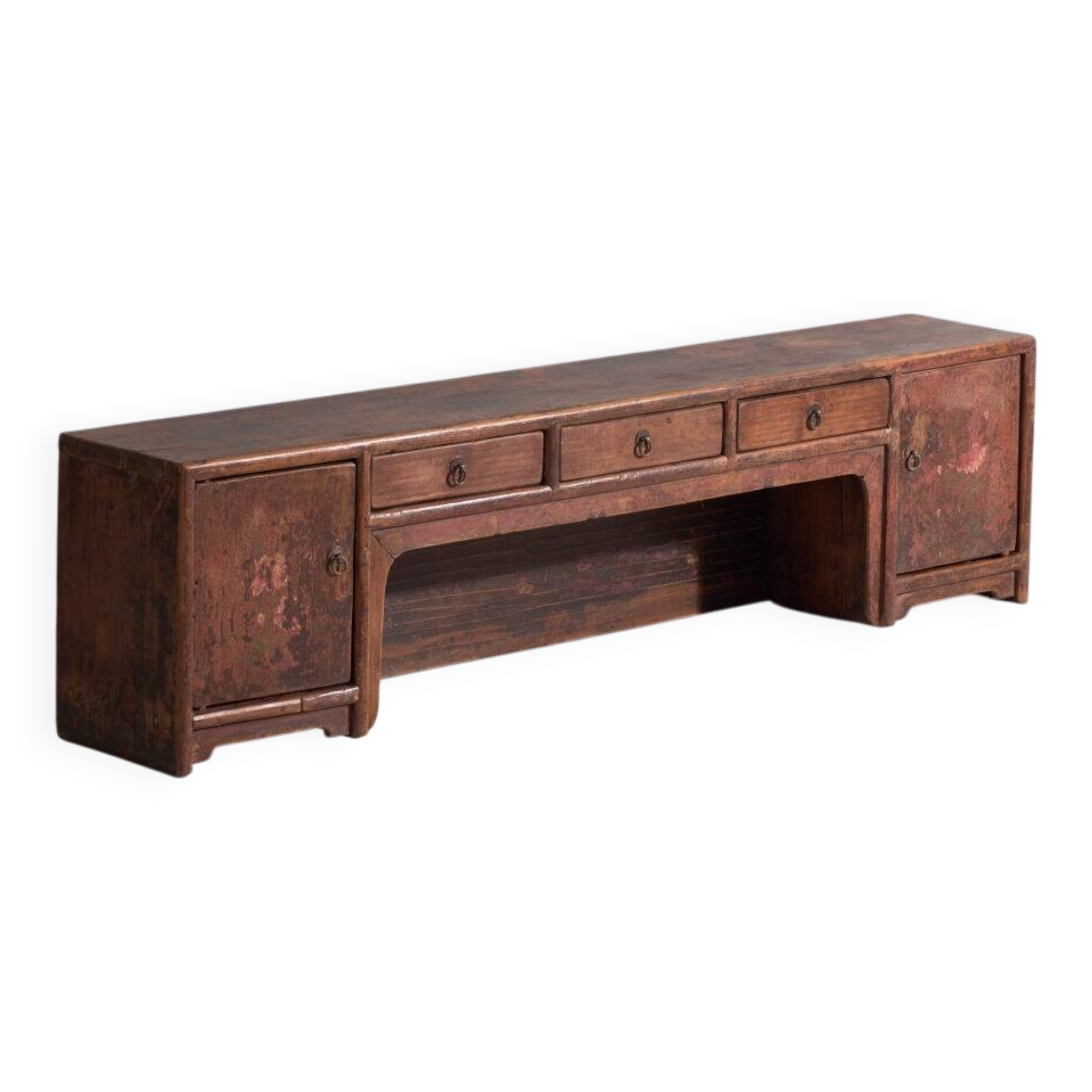 Antique low cabinet painted in pine wood – China, around 1900