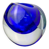 Bougeoir bleu Sommerso italien par Seguso, Murano, années 1970