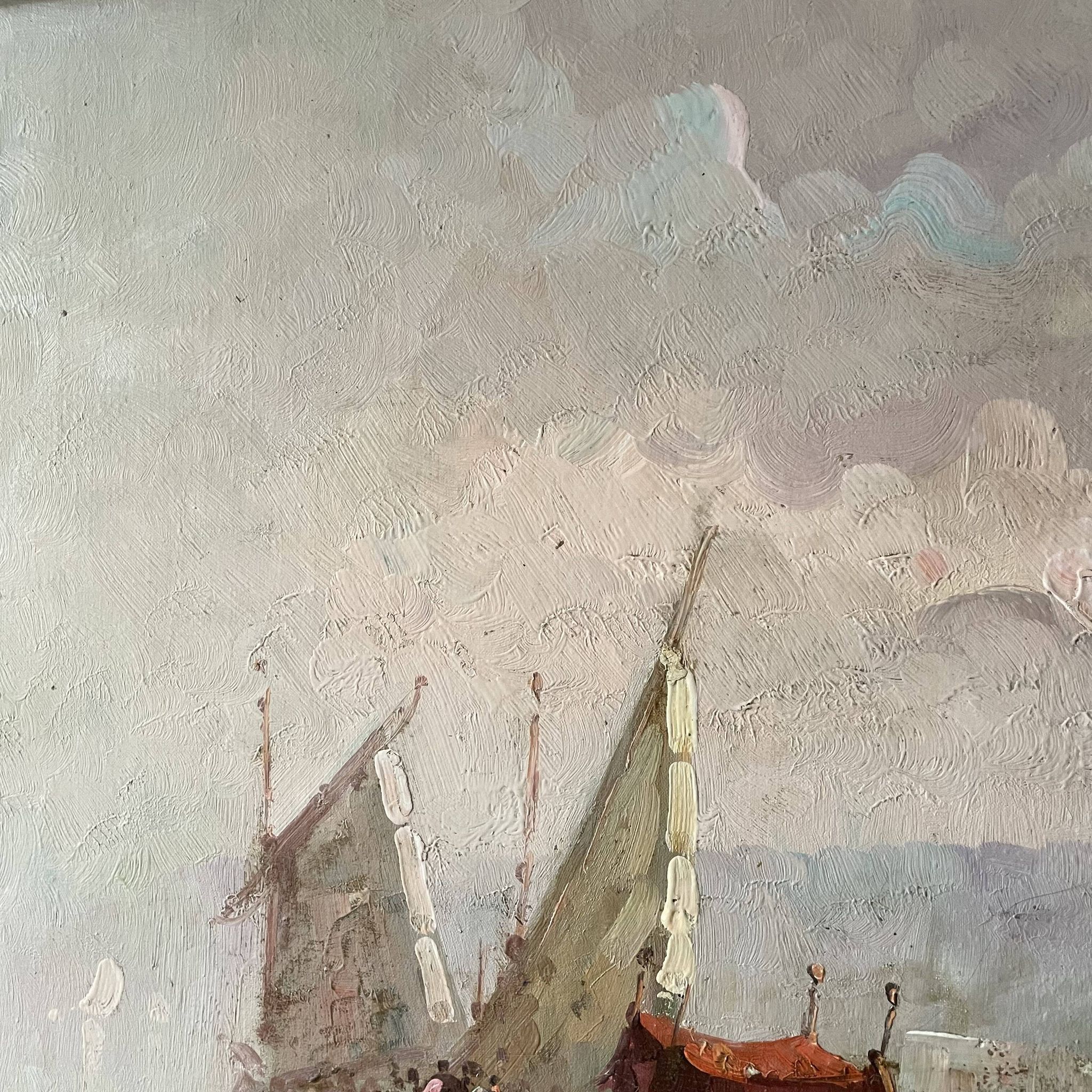 Oil on canvas "Italian Port"