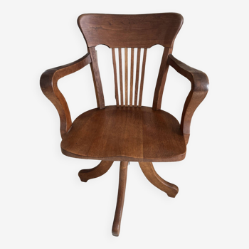 American oak swivel armchair