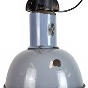 Industrial Grey Enamel Bauhaus Pendant Lamp, 1930s