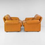1970 Vintage Coronado Brown Leather Armchairs by Tobia Scarpa for C&B Italia