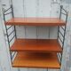 Vintage wall shelf in Ttak veneer and black metal, Nisse Strinning, 60s (2)