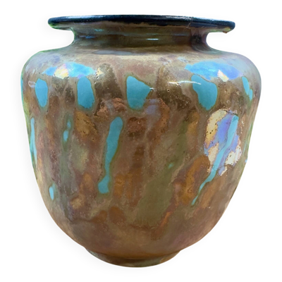 Vase céramique artisanale “Pièce Unique AR” émaillé vintage