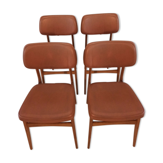 Lot de 4 chaises Stella style scandinave vintage années 1960