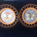 Sous-verres papillon en rotin et verre