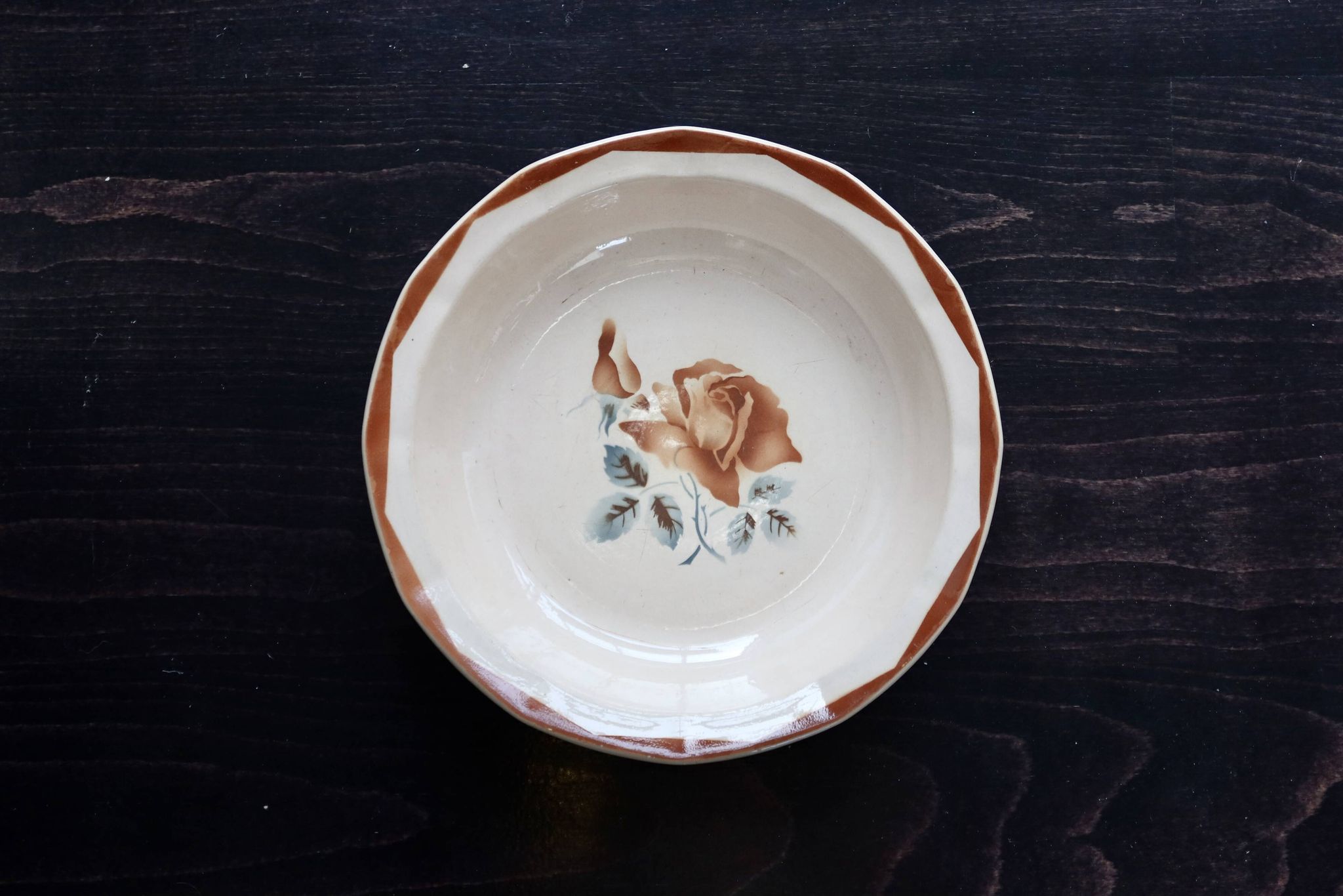 Old round hollow plate in Digoin Sarreguemines earthenware 9181