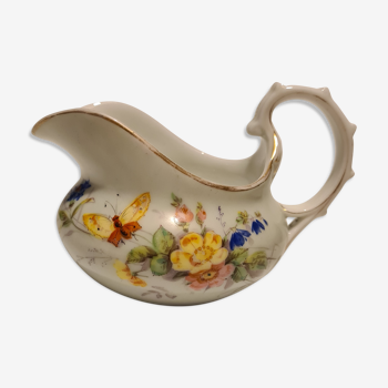 Russian porcelain milk pot floral décor and butterfly