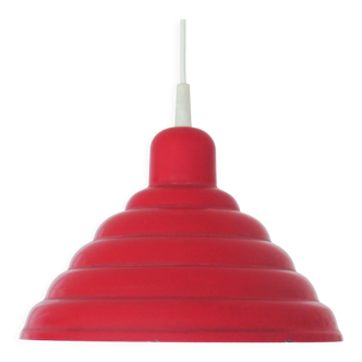 Red conical pendant lamp 70s
