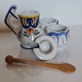 Mustard, salt and pepper shaker set with Rouen decor
