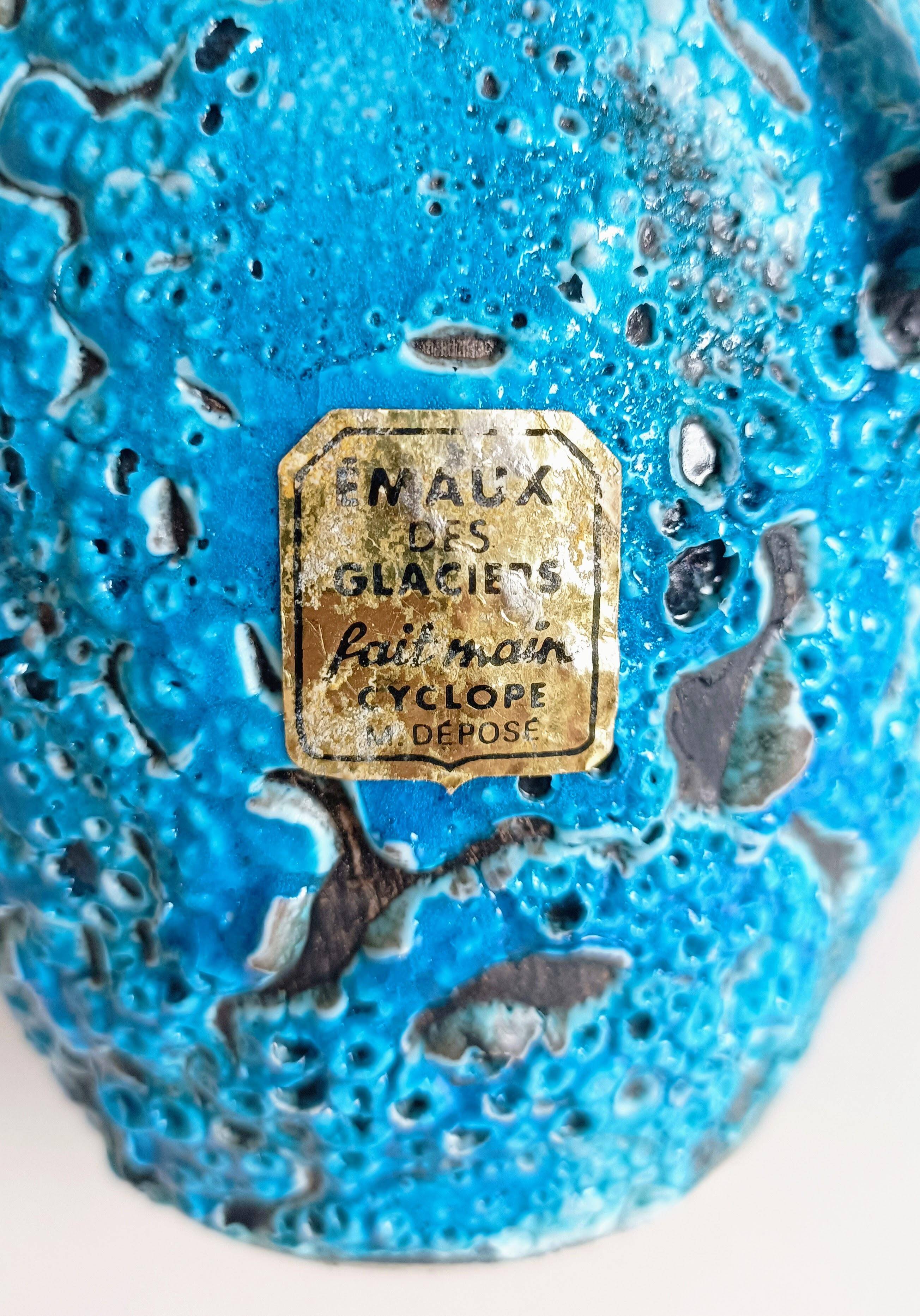 Mid-Century Blue Ceramics by Charles Cart ¨Emaux des Glaciers¨, France, 1960s