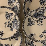 Series of 6 old flat plates in blue earthenware from Gien Iron Earth mature model