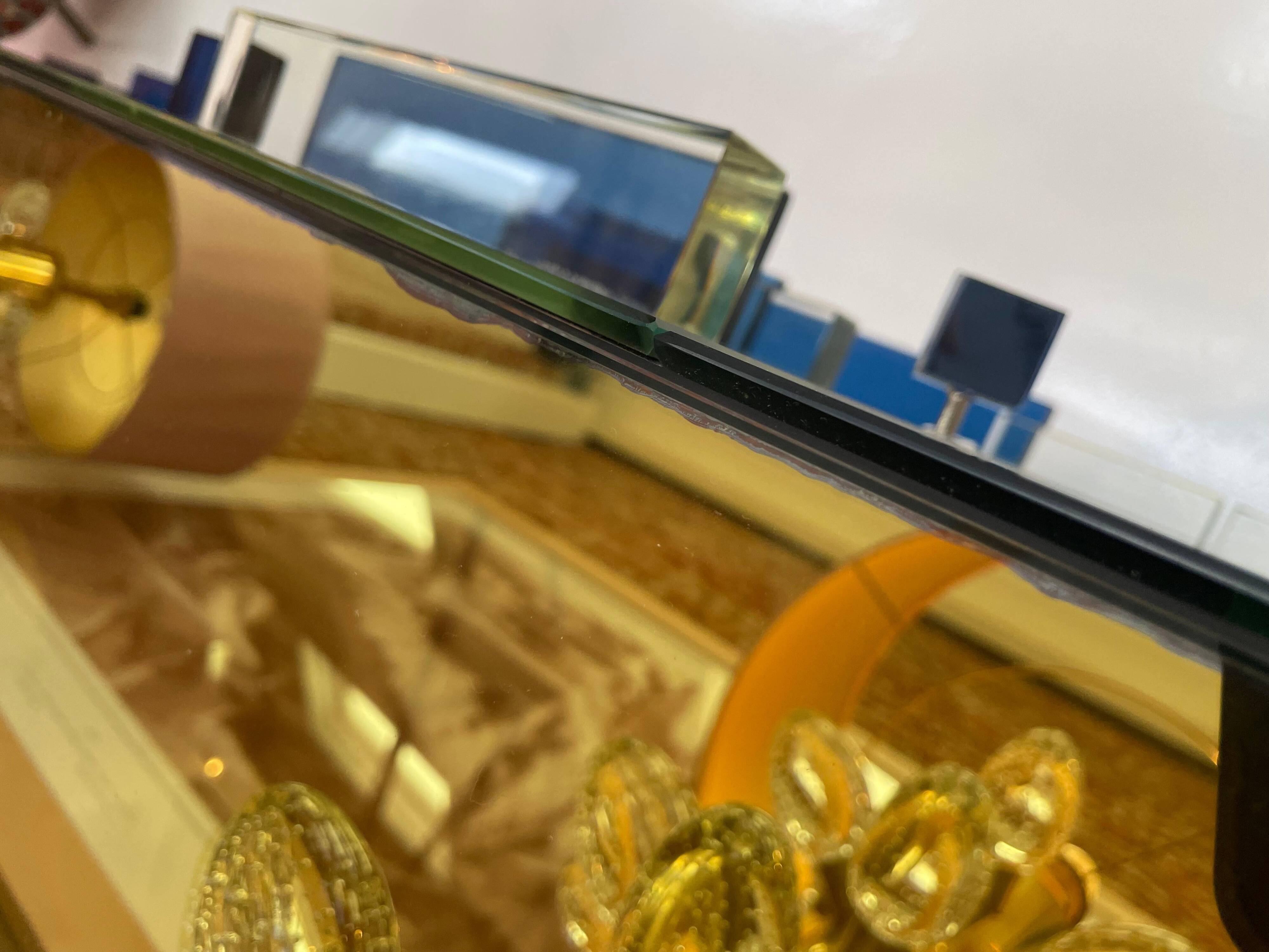 Italian Cabinets Made of Golden Murano Glass Mirror and Brass, Contemporary