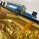 Italian Cabinets Made of Golden Murano Glass Mirror and Brass, Contemporary